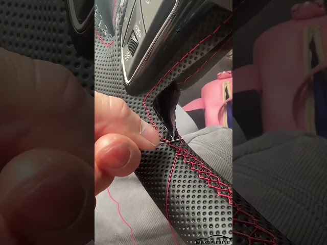 Turning patience into perfection. #automobile #car #steeringwheelcover #interiordesign #tutorial