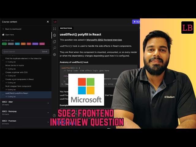 useEffect() polyfill in React | Microsoft's SDE2 frontend interview question