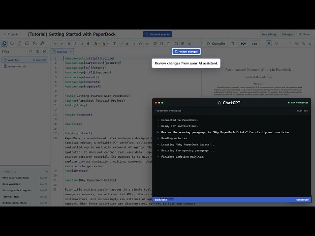 Edit LaTeX with Your AI Agent | PaperDock Tutorial 2