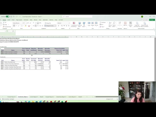 How to interpret Sensitivity Report from Excel Solver