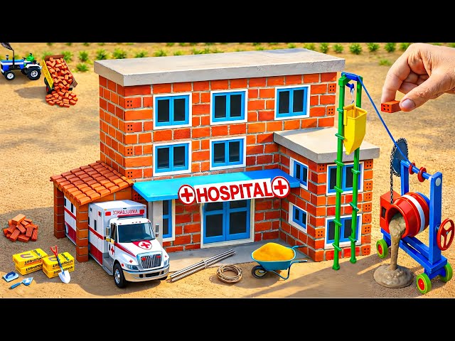 DIY Construction Science Project - Building a Modern 2-Story Fireproof Hospital & Garage with Bricks