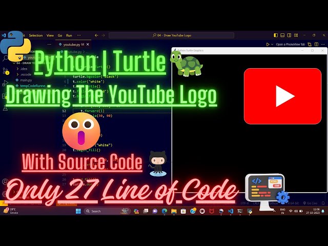 Python Turtle Tutorial: Drawing the YouTube Logo Step-by-Step