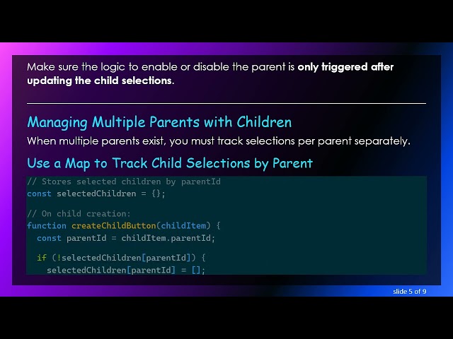 How to Correctly Enable/Disable a Parent Section Based on Child Selection in JavaScript