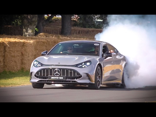 NEW Mercedes-AMG GT 4-Door Coupe. Huge burnouts and acceleration at Goodwood FOS 2026