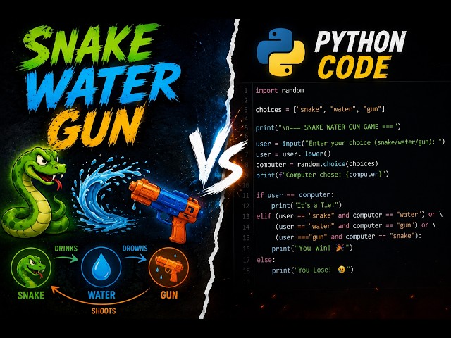 Building Games in Python With No Experience | Snake Water Gun Tutorial ❤️💫