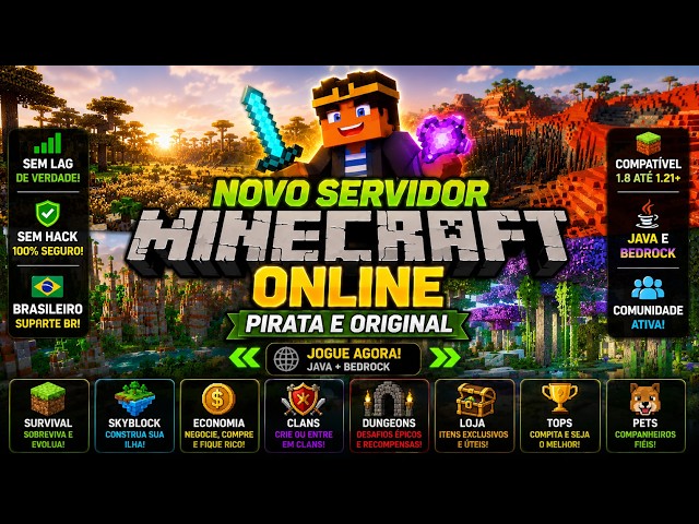 I FOUND THE BEST ONLINE MINECRAFT SERVER IN BRAZIL FOR MINECRAFT JAVA AND BEDROCK