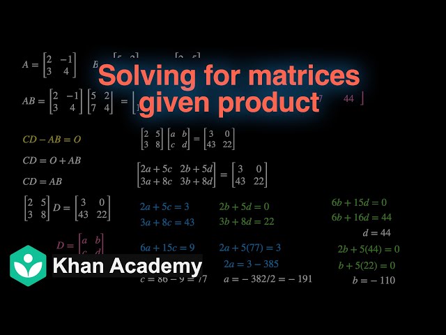 Solving for matrix given product | Matrices | Grade 12 | Math | Khan Academy