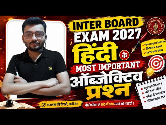 Class 12 Hindi Important  Objective Questions।।2027