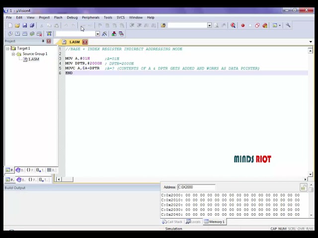 Base plus index register indirect addressing mode