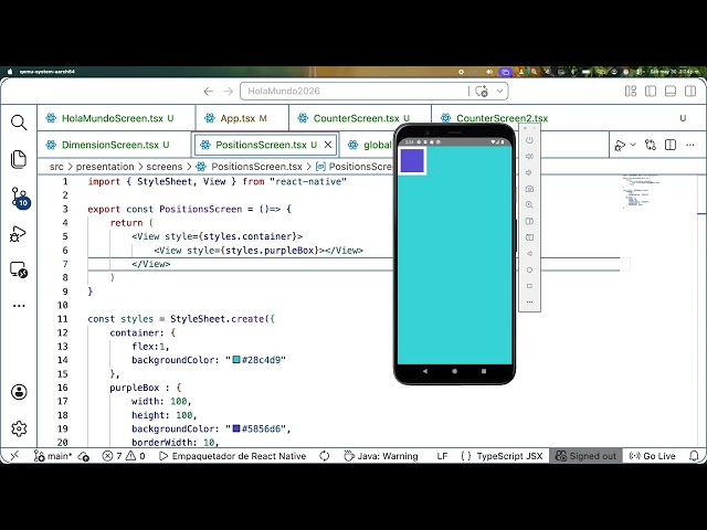 Posicionamiento de elementos en React Native