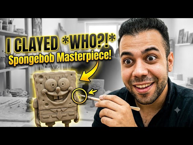 Turning Plain Clay into SPONGEBOB SQUAREPANTS! 🧽✨