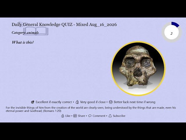 Daily General Knowledge Quiz Aug 16 2026