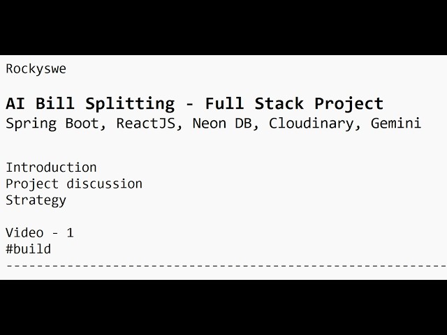 1 Introduction Bill Splitting Full Stack Spring Boot Project