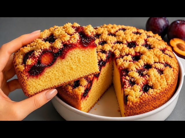 If you have 2 eggs and Plums, make this pie! 5-minute recipe. Better than Apple Pie!