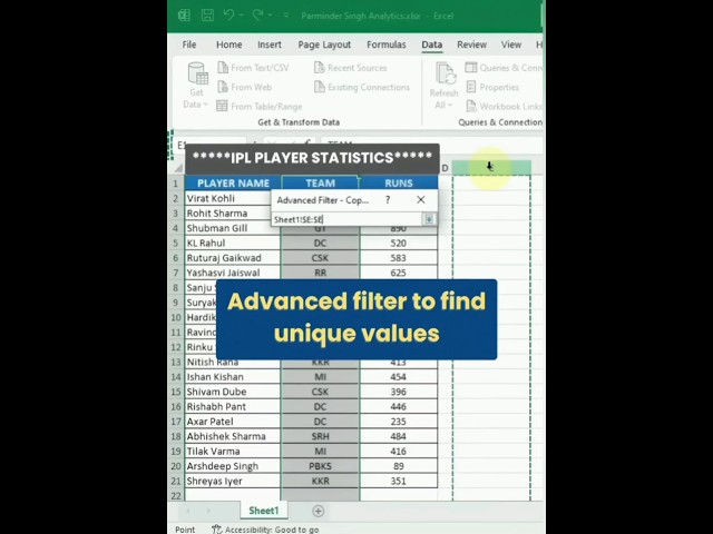Advanced Filter in Excel ⚡️ #excel #parmindersinghanalytics #reels #shorts #foryou #tricks #tips