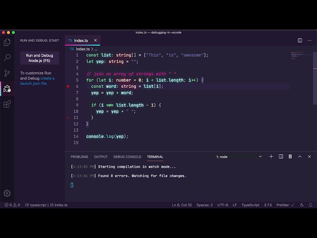 Debug TypeScript in VS Code (3/5 - Debugging in VS Code)