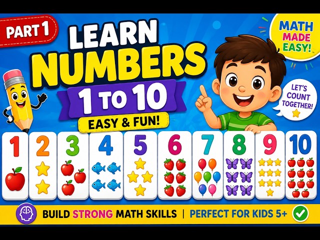 Learn Numbers 1–10 Easily | Fun Math for Kids | Math Made Easy – Part 01