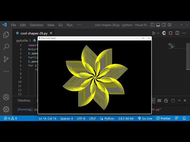 Python Turtle Graphics - 38 | Cool Shape Drawing | Python Turtle Video | Learnonpy | @Python_Shorts