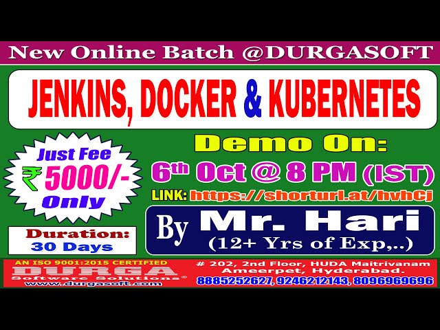 JENKINS, DOCKER & KUBERNETES Online Training @ DURGASOFT