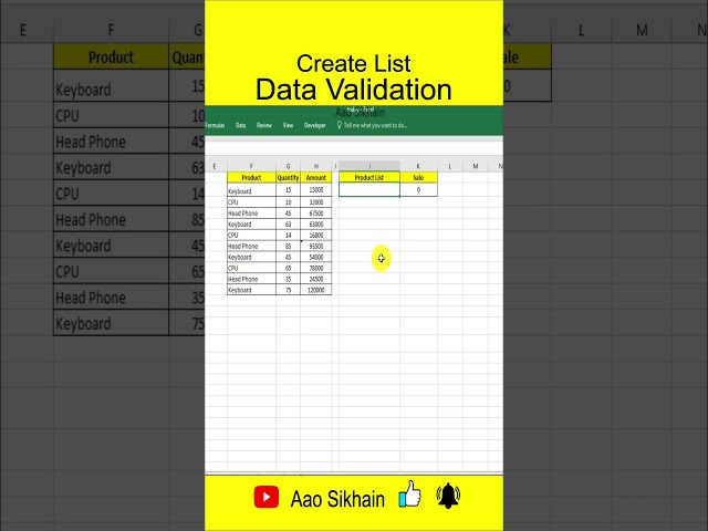 Create list with Data Validation