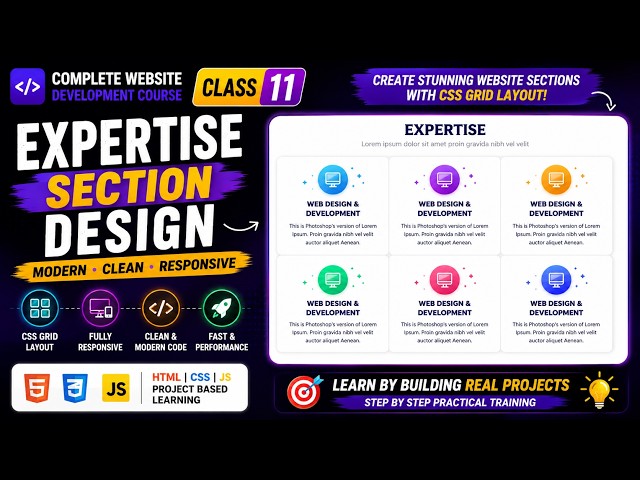 Website Course Class 11 | Design Tutorial for Beginners  | HTML CSS | Step-by-Step | 3D website