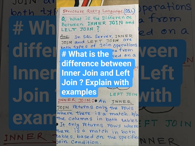 Difference between Inner Join and Left Join Explain with example l SQL l DBMS #shorts #sql #dbms #db