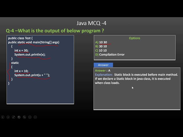 Java MCQ-4  Java static based question answer - 4
