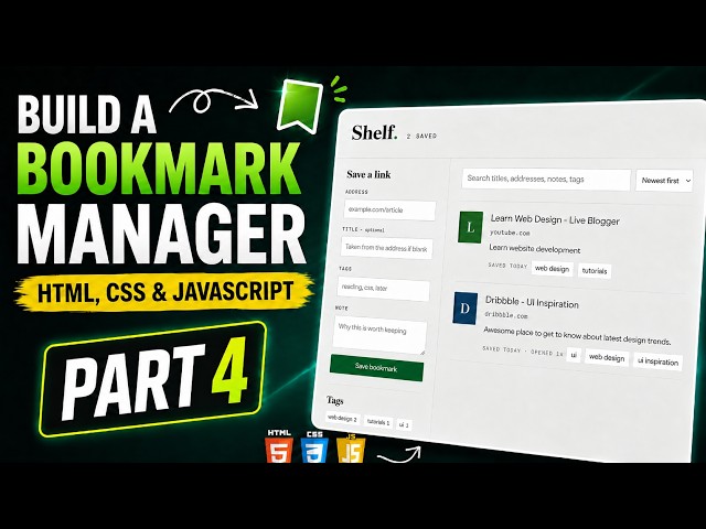 Build a Bookmark Manager with HTML | Complete Page Structure – Part 4