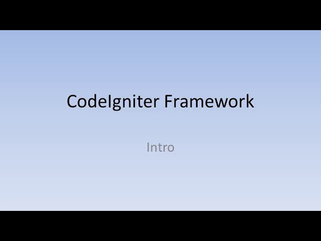 1 CodeIgniter intro