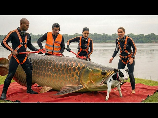 Against All Odds: Heroic Rescue Team Saves Helpless Calf from the Jaws of a Monster Fish