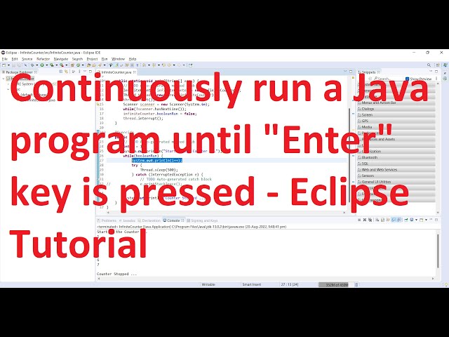 How to continuously run a Java program until the "Enter" key is pressed? - Eclipse