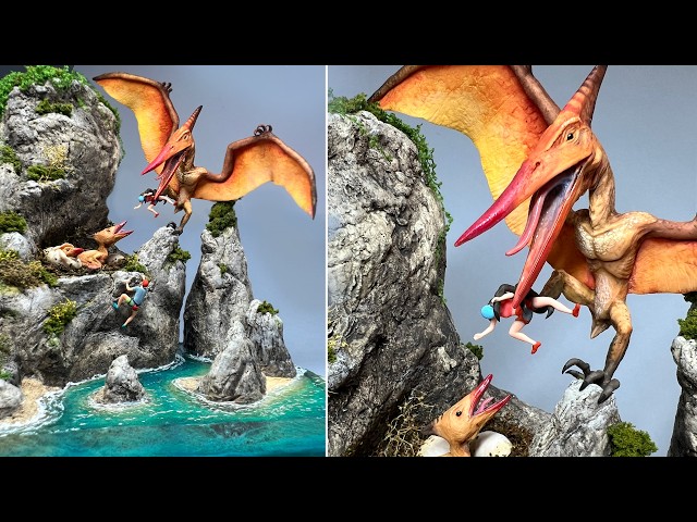 PTERANODON feeds her babies! Resin Diorama