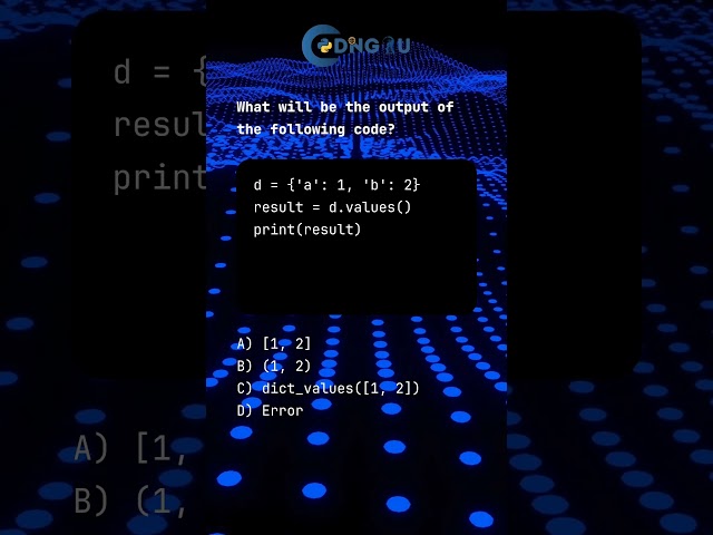 Python MCQ: Using values() with Dictionaries #python #pythonMCQ #pythoncoding #coder