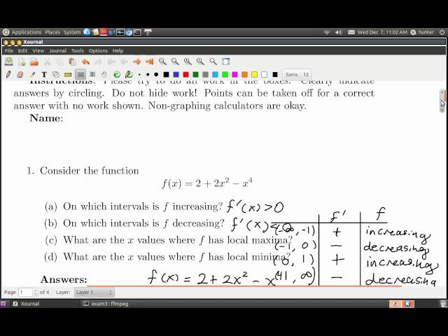 Intervals of increase and decrease