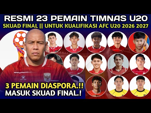 OFFICIAL FINAL SQUAD RELEASE❗LIST OF 23 INDONESIA U20 NATIONAL TEAM PLAYERS FOR AFC U20 2026 2027...