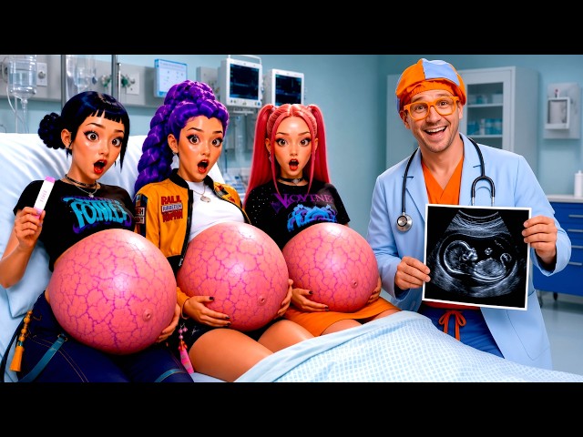¡BLIPPI CUIDA DE RUMI MIRA Y ZOEY EMBARAZADAS! KPOP Demon Hunters Nacimiento de un bebé !