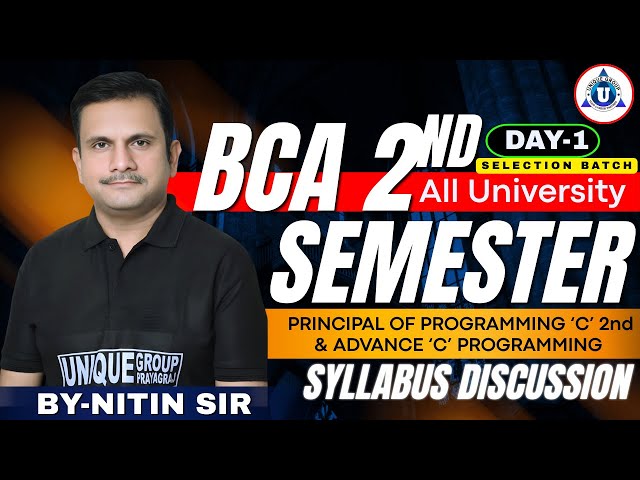 👉 BCA 2nd Semester (All University) | Programming in C & Advanced C | Day 1 Live | By Nitin Sir