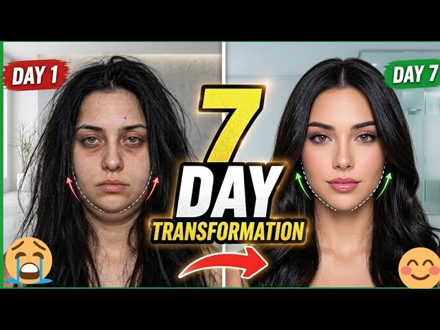  7DayTransformation Face Exercise to lose facefat and Facial Massage to reduce wrinkle, Double chin 