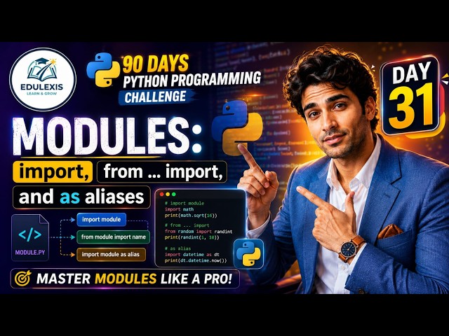 Day 31: Python Modules Explained | import, from...import & as Aliases |  Edulexis |