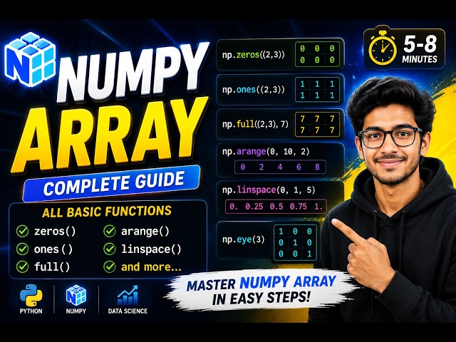 Learn NumPy Arrays in 5 Minutes | Python for AI & Data Science | Machine Learning | Data Engineering