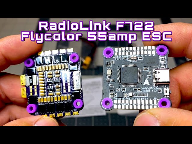 Radiolink F722 Flight controller and the Flycolor 55amp 4 in 1 esc combo stack.