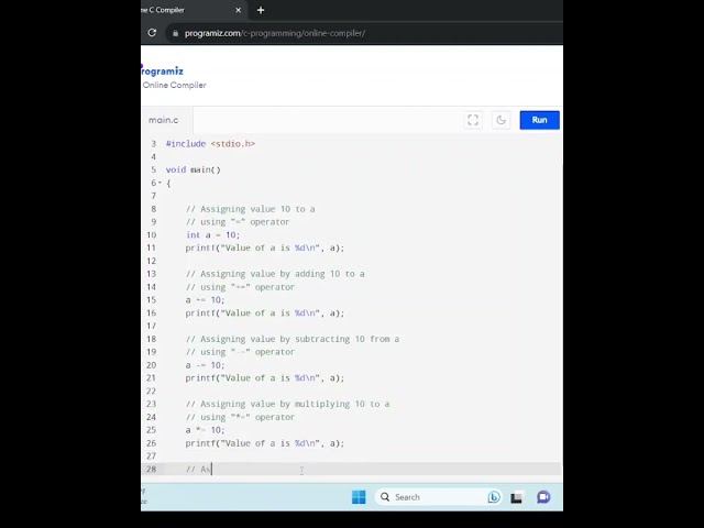Assignment Operators in C Language || #shorts || #CloudCODE