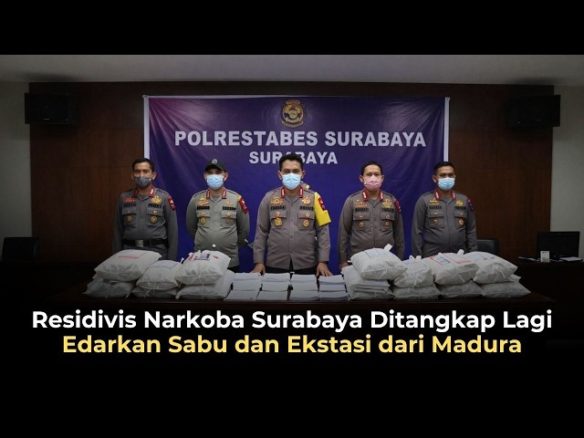 Surabaya Drug Repeat Offender Arrested Again for Distributing Meth and Ecstasy from Madura
