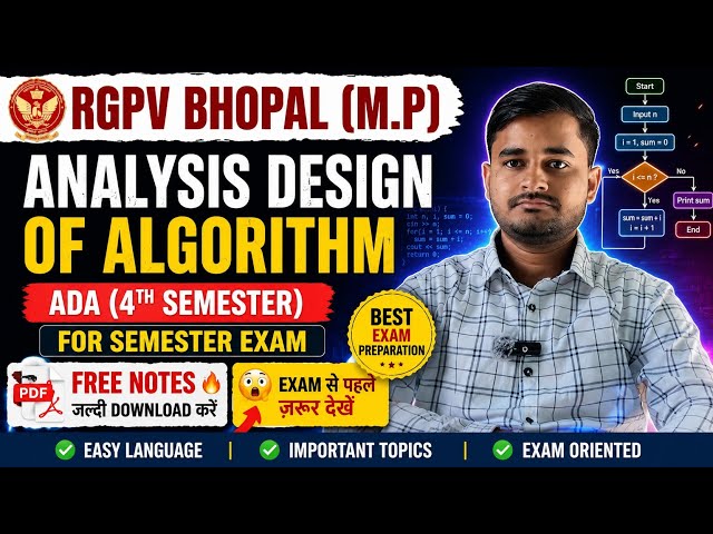 ADA Notes Download करें? | RGPV Analysis Design of Algorithm Top 8 VVI Questions Notes 