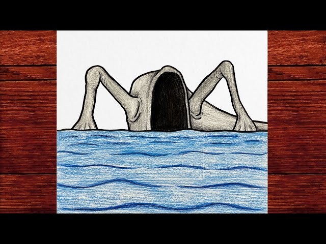 Cómo dibujar un devorador de mar emergiendo del océano: boceto fácil, paso a paso, a lápiz y a color