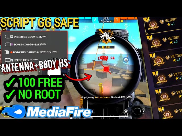 BODY HEADSHOT+ANTENNA | Script FF No Root Safe Main ID No Ban No BL - Gem Dujeok