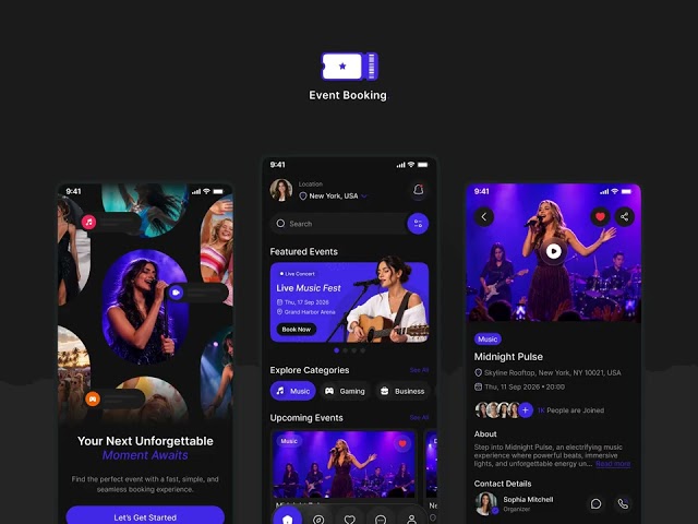 Event Booking Mobile App UIUX Design | Figma | Mobile App UIUX Design |  App UI Design | Event App