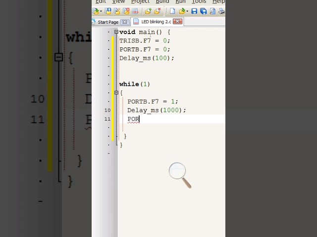 Coding an LED to blink using MikroC For PIC for PIC16F877A microcontroller. #electronics #project