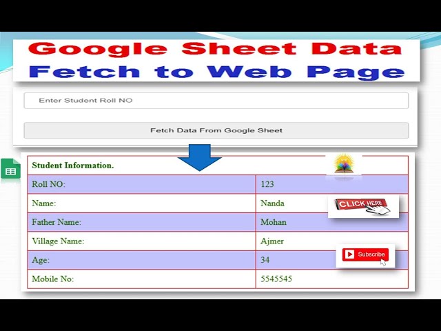 Google Sheet Data search on webpage Google web app script get and Display data from google sheet