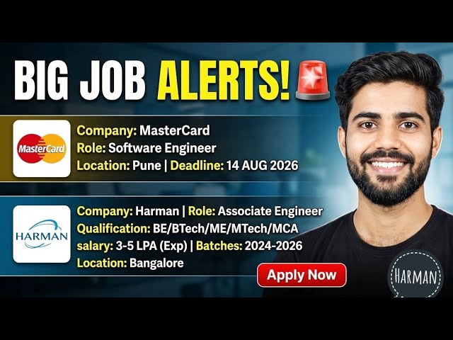 Mastercard + HARMAN Hiring 2026 | Software Engineer & AI/ML Engineer | Freshers Apply Now
